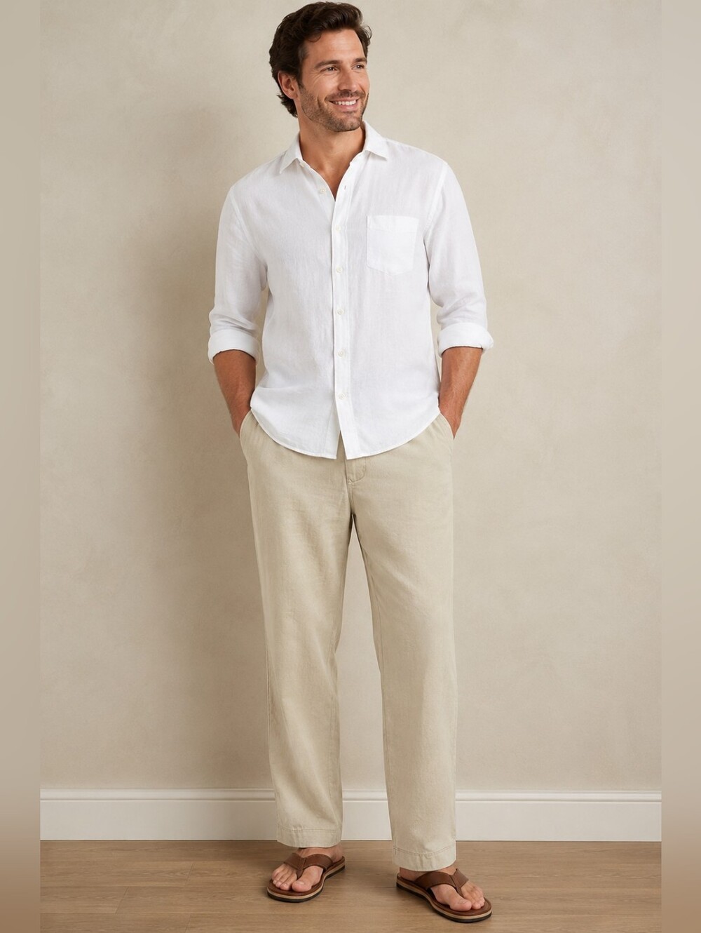 Tommy Bahama Relax Fit Linen Blend Pants Beige Coastal Resort Men Size 40 Beach